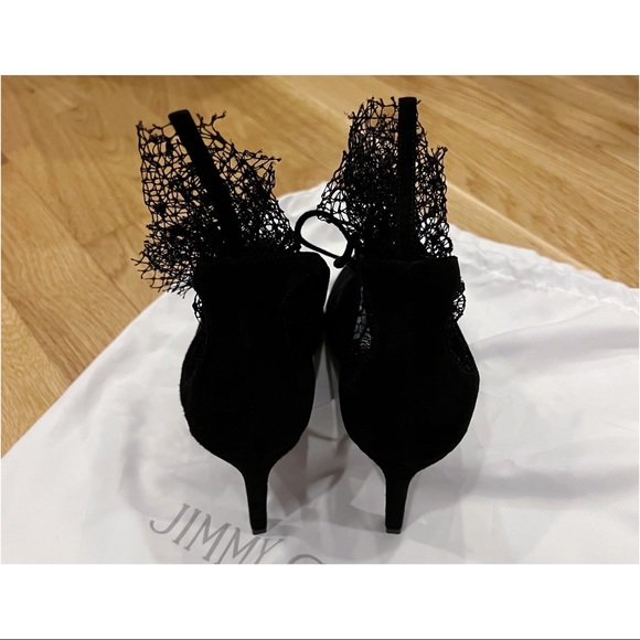 JIMMY CHOO LEANNE 100 MESH-TRIM SUEDE PUMPS IN BLACK - NO BOX, WITH DUST BAG - Picture 9 of 16
